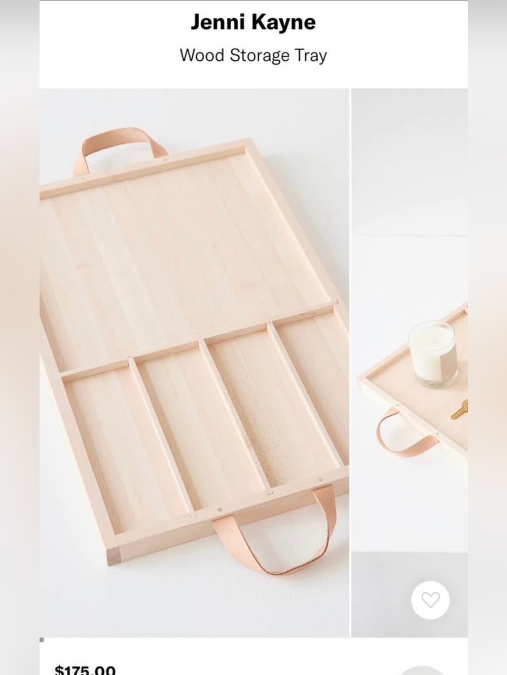 Jenni Kayne Natural Wood Storage Tray with Leather Handles
